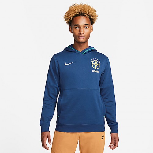 Nike Brazil Travel Men's Fleece Football Hoodie - Blue