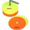 Cawila floor marker set of 24 incl. holder | Marker disks, 12 x yellow and 12 x orange